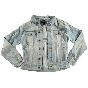 Forever 21 Denim Jean Jacket Boho Button Up Light Wash Men's Small